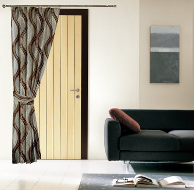 

Threadmix 212 cm (7 ft) Polyester Door Curtain Single Curtain(Abstract, Brown)