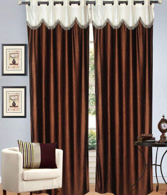 

Panipat Textile Hub 213 cm (7 ft) Polyester Door Curtain (Pack Of 2)(Floral, Brown)