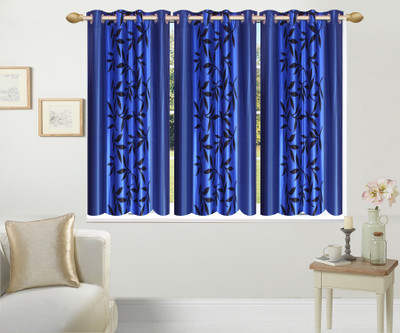 

Excel Bazaar 153 cm (5 ft) Polyester Window Curtain (Pack Of 3)(Floral, Blue)