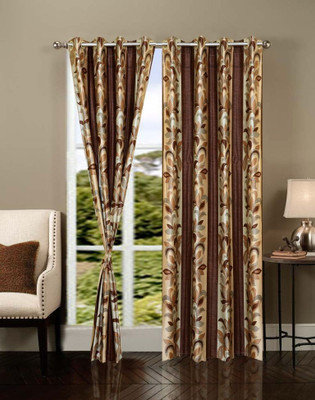 

Export Hub 214 cm (7 ft) Polyester Door Curtain (Pack Of 2)(Printed, Brown)