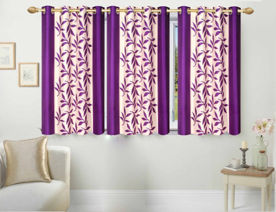 

Excel Bazaar 154 cm (5 ft) Polycotton Window Curtain (Pack Of 3)(Floral, Purple)