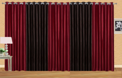 

Ville Style 214 cm (7 ft) Polyester Door Curtain (Pack Of 5)(Solid, Maroon, Brown), Brown;maroon