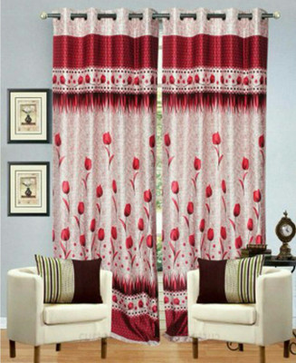 

Home Pictures 213 cm (7 ft) Polyester Door Curtain (Pack Of 2)(Floral, Multicolor)