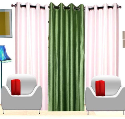 

Handloom Hut 152 cm (5 ft) Polyester Window Curtain (Pack Of 3)(Solid, Light Pink, Green Crush), Green crush;light pink