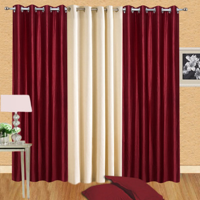 

amit enterprises 213 cm (7 ft) Polyester Door Curtain (Pack Of 3)(Floral, Multicolor)
