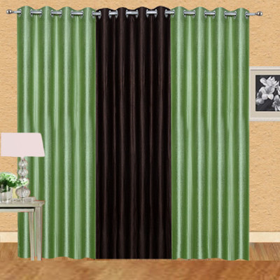 

Excel Bazaar 275 cm (9 ft) Polyester Long Door Curtain (Pack Of 3)(Solid, Pista, Brown)