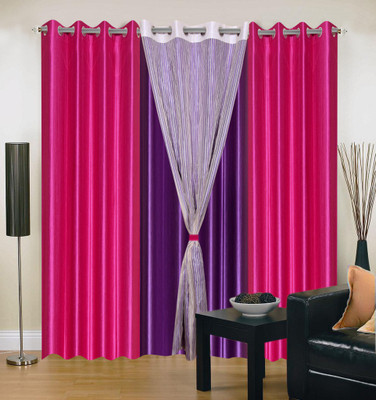 

Livingcreation 213 cm (7 ft) Polyester Door Curtain (Pack Of 4)(Plain, Pink, Blue), Blue;pink