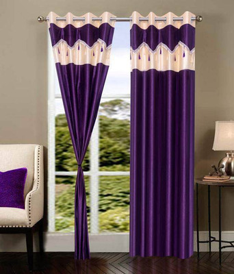

PHF 213 cm (7 ft) Polyester Door Curtain (Pack Of 2)(Plain, Purple)