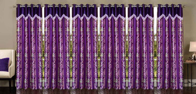 Stella Creations 214 cm (7 ft) Polyester Room Darkening Door Curtain (Pack Of 6)(Printed, Purple)