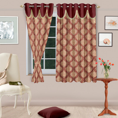 

Cortina 150 cm (5 ft) Polyester Window Curtain (Pack Of 2)(Floral, Maroon)