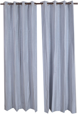 

MABA 215 cm (7 ft) Cotton Door Curtain (Pack Of 2)(Striped, Grey)