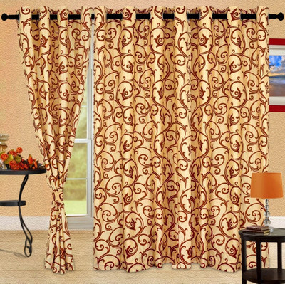 

Cortina 210 cm (17 ft) Polyester Door Curtain (Pack Of 2)(Floral, IVORY)