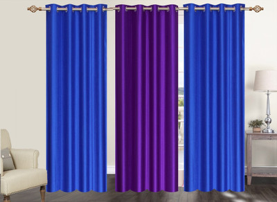 

Furnishing Zone 274 cm (9 ft) Polyester Long Door Curtain (Pack Of 3)(Plain, Blue, Purple)
