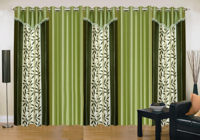 

Stella Creations 275 cm (9 ft) Polyester Long Door Curtain (Pack Of 5)(Printed, Green, Light Green)