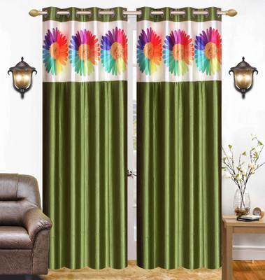 

Abhi Decor 213 cm (7 ft) Polyester Door Curtain (Pack Of 2)(Floral, Green)