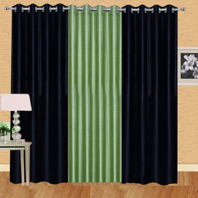 

Excel Bazaar 275 cm (9 ft) Polyester Long Door Curtain (Pack Of 3)(Solid, Black, Pista)