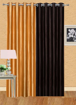 

Stella Creations 214 cm (7 ft) Polyester Door Curtain (Pack Of 2)(Solid, Gold, Brown), Brown;gold
