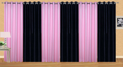 

Ville Style 275 cm (9 ft) Polyester Long Door Curtain (Pack Of 6)(Solid, Pink, Black), Black;pink
