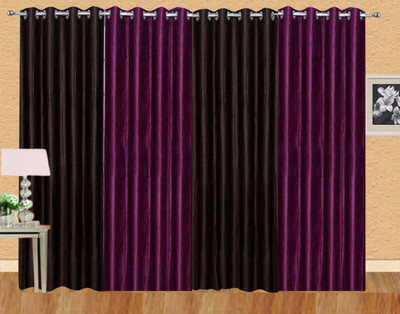 

Stella Creations 214 cm (7 ft) Polyester Door Curtain (Pack Of 4)(Solid, Brown, Purple)