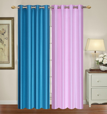 

Furnishing Zone 274 cm (9 ft) Polyester Long Door Curtain (Pack Of 2)(Plain, Pink, Blue), Blue;pink