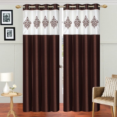 

Abhi Decor 213 cm (7 ft) Silk Door Curtain (Pack Of 2)(Embroidered, Brown)