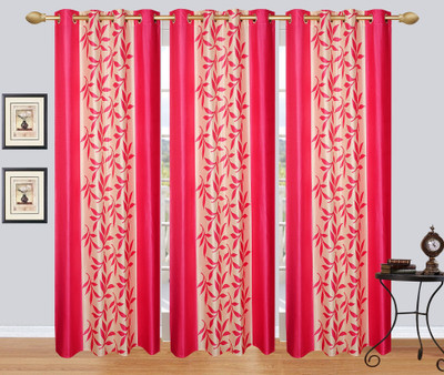 

Excel Bazaar 214 cm (7 ft) Polycotton Door Curtain (Pack Of 3)(Floral, Pink)