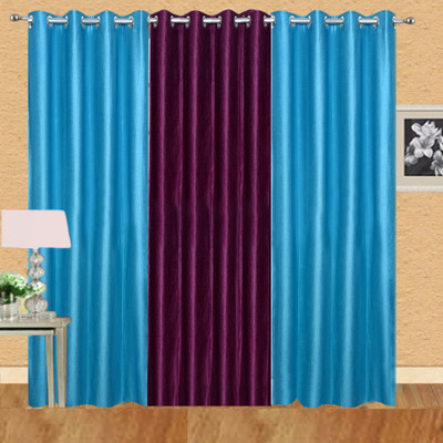 

Excel Bazaar 275 cm (9 ft) Polyester Long Door Curtain (Pack Of 3)(Solid, Aqua, Wine)
