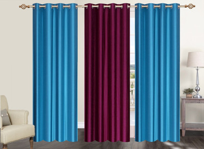 

Furnishing Zone 274 cm (9 ft) Polyester Long Door Curtain (Pack Of 3)(Plain, Blue, Maroon)