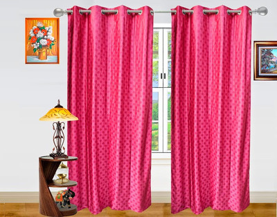 41% OFF on Dekor World 215 cm (7 ft) Polyester Door Curtain (Pack Of 2)(Geometric, Pink)