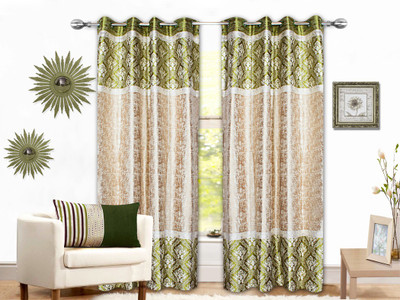 

STRINGS 213 cm (7 ft) Jacquard Window & Door Curtain (Pack Of 2)(Floral, Multicolor)