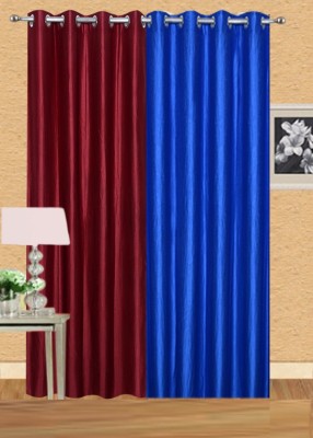 Stella Creations 214 cm (7 ft) Polyester Room Darkening Door Curtain (Pack Of 2)(Solid, Maroon, Blue)