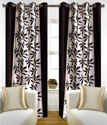 

Veena Fabs 210 cm (7 ft) Polycotton Door Curtain (Pack Of 2)(Floral, Brown)