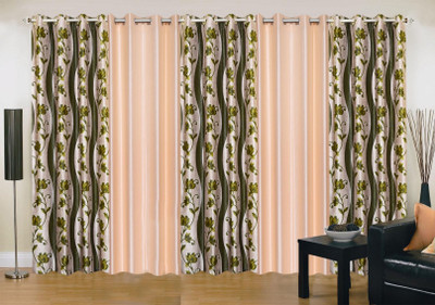 

Stella Creations 214 cm (7 ft) Polyester Door Curtain (Pack Of 5)(Printed, Green, Beige), Beige;green
