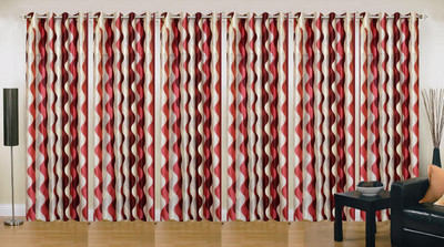 

Ville Style 275 cm (9 ft) Polyester Long Door Curtain (Pack Of 6)(Abstract, Red)