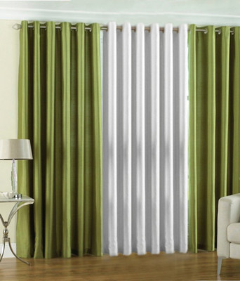 

The Decor Hub 152.4 cm (5 ft) Polyester Window Curtain (Pack Of 3)(Plain, Green, White)