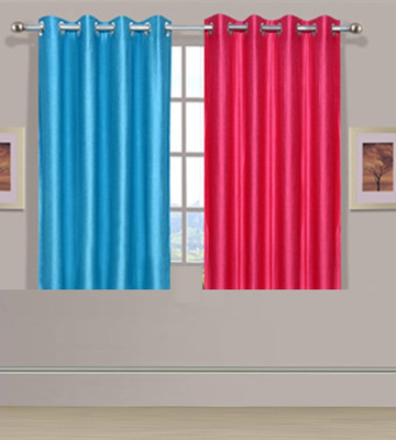 

ExpressionsHome 152 cm (5 ft) Polyester Window Curtain (Pack Of 2)(Solid, Pink, Blue), Blue;pink