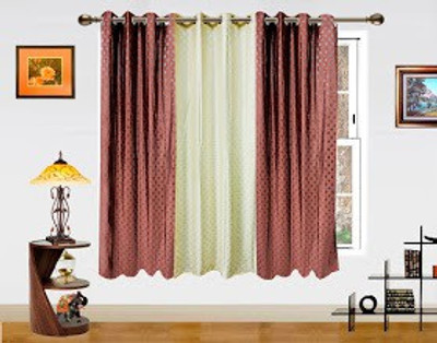 9% OFF on Dekor World 150 cm (5 ft) Polyester Window Curtain (Pack Of 3)(Self Design, White, Brown) 9% OFF on Dekor World 150 cm (5 ft) Polyester Window Curtain (Pack Of 3)(Self Design, White, Brown)