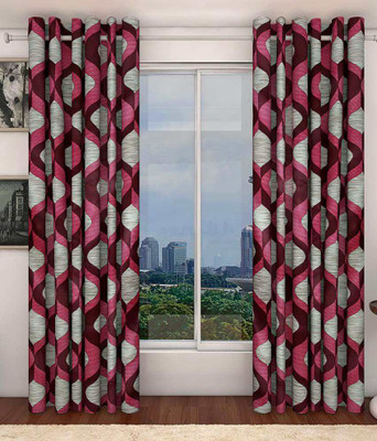 64% OFF on Optimistic Home Furnishing Polyester Long Door Curtain 274 cm (8.8ft) Pack of 2(Abstract Blue)