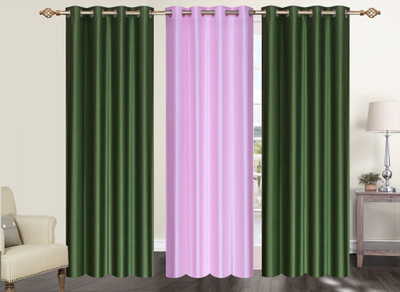 

Furnishing Zone 213 cm (7 ft) Polyester Door Curtain (Pack Of 3)(Plain, Green, Pink)