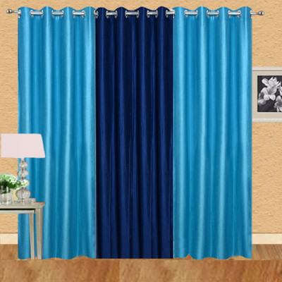 

Excel Bazaar 275 cm (9 ft) Polyester Long Door Curtain (Pack Of 3)(Solid, Aqua, Neavy Blue)