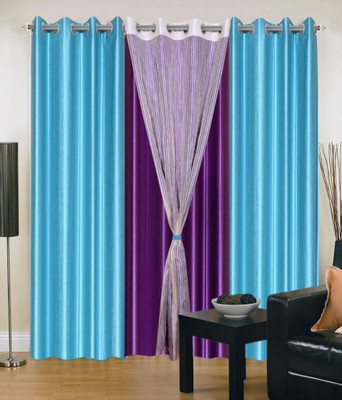 

Super India 274 cm (9 ft) Polyester Long Door Curtain (Pack Of 4)(Plain, Blue)
