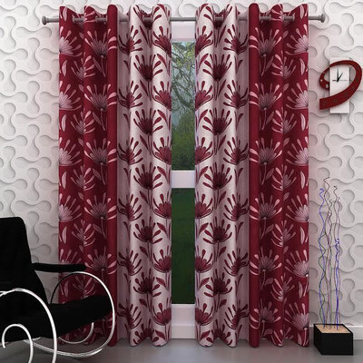

Navya Homes 213 cm (7 ft) Polyester Door Curtain (Pack Of 2)(Floral, Maroon)