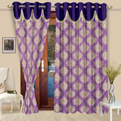 

Cortina 210 cm (7 ft) Polyester Door Curtain (Pack Of 2)(Floral, Purple)