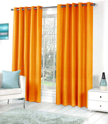 

Livingcreation 274.32 cm (9 ft) Polyester Long Door Curtain (Pack Of 2)(Plain, Orange)