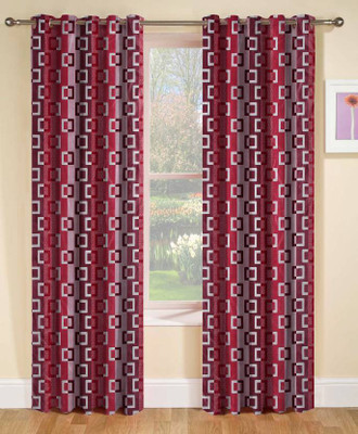 

Red N Hot 152 cm (5 ft) Polyester Window Curtain (Pack Of 2)(Geometric, Red)