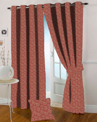 Presto 270 cm (9 ft) Polycotton Long Door Curtain Single Curtain(Solid, Pink)