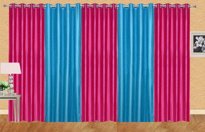 

Ville Style 214 cm (7 ft) Polyester Door Curtain (Pack Of 5)(Solid, Pink, Light Blue), Light blue;pink