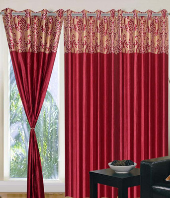 

Panipat Textile Hub 213 cm (7 ft) Polyester Door Curtain (Pack Of 2)(Floral, Maroon)