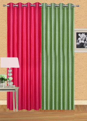 

Ville Style 214 cm (7 ft) Polyester Door Curtain (Pack Of 2)(Solid, Pink, Light Green), Light green;pink