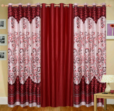 

Countingbeds 213 cm (7 ft) Polyester Door Curtain (Pack Of 3)(Printed, Maroon)
